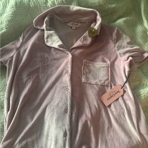 Juicy Couture Light Pink Velour Button-Up Shirt